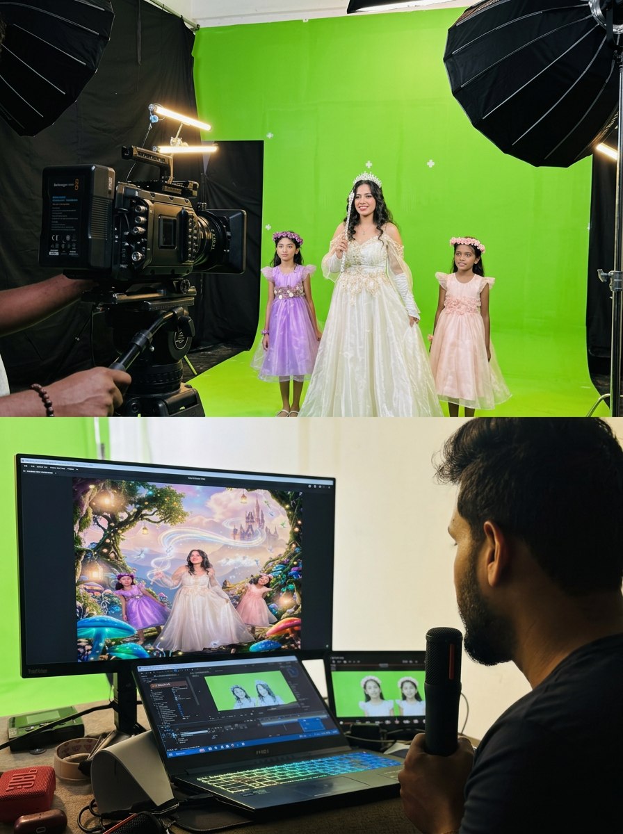 SKY SRI production crew on set